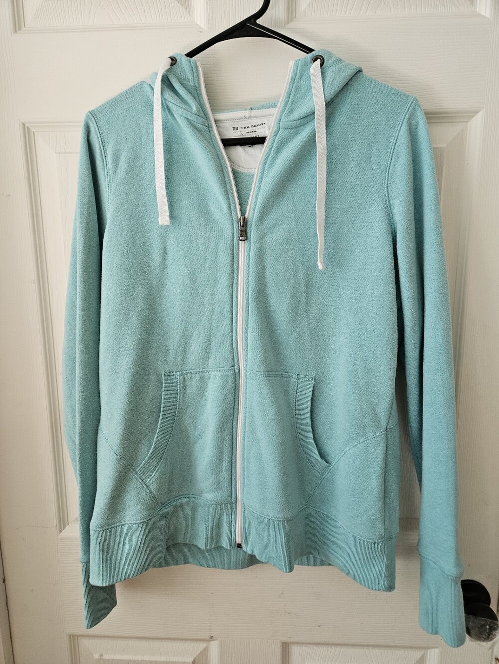tek gear Light Aqua Zip-Up Hoodie with White Drawstrings